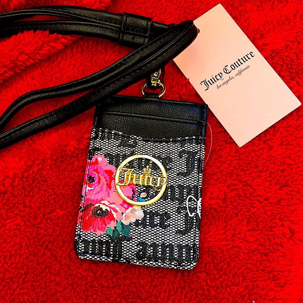 Juicy Couture Black and Pink Floral Mini Bag